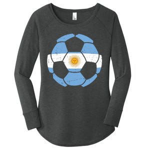 Argentina Flag Soccer Team Ball Futball Women's Perfect Tri Tunic Long Sleeve Shirt