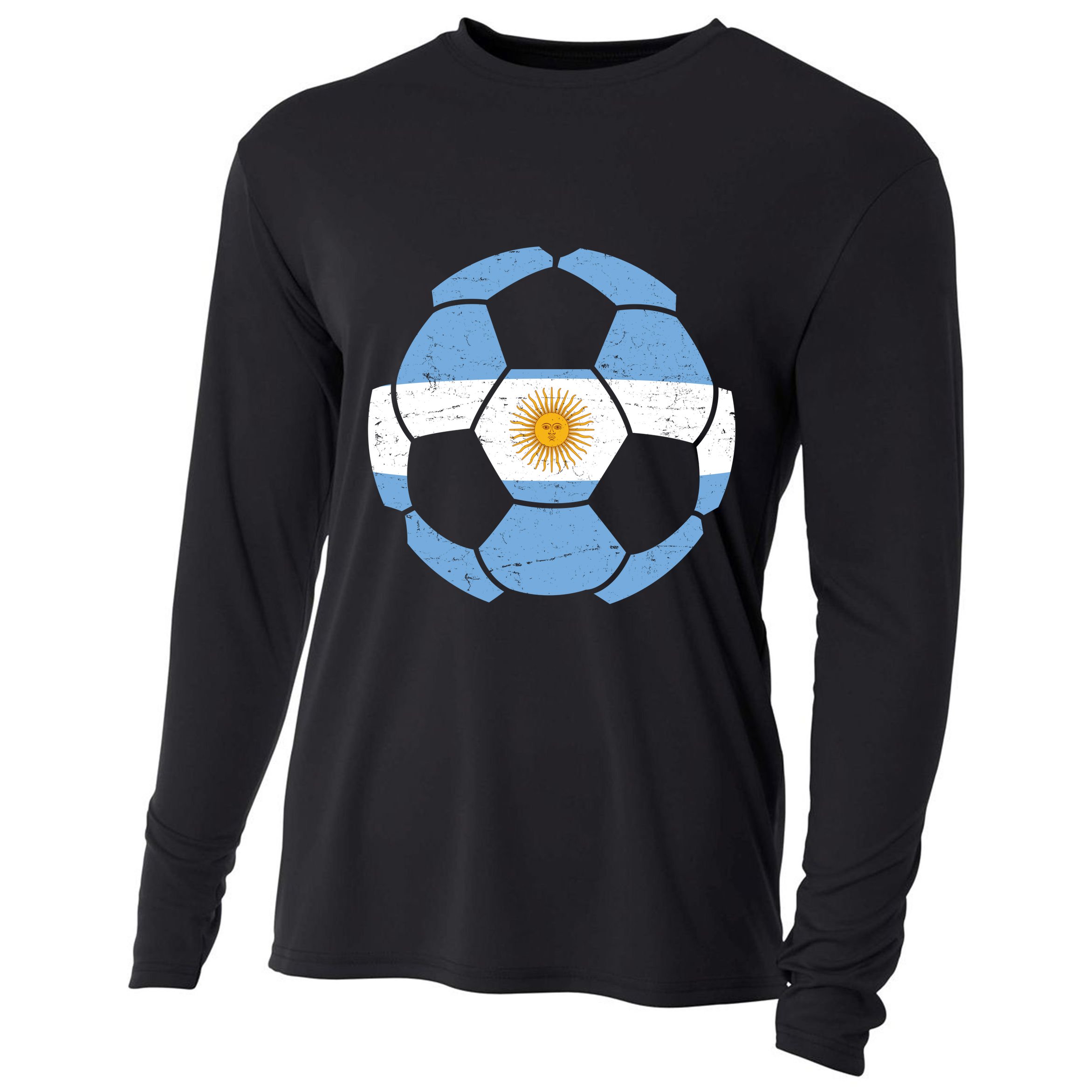 Argentina Flag Soccer Team Ball Futball Cooling Performance Long Sleeve Crew