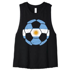 Argentina Flag Soccer Team Ball Futball Women's Racerback Cropped Tank