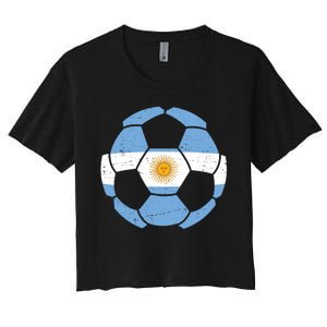 Argentina Flag Soccer Team Ball Futball Women's Crop Top Tee