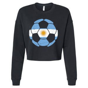 Argentina Flag Soccer Team Ball Futball Cropped Pullover Crew