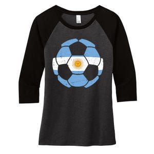 Argentina Flag Soccer Team Ball Futball Women's Tri-Blend 3/4-Sleeve Raglan Shirt