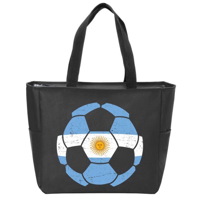 Argentina Flag Soccer Team Ball Futball Zip Tote Bag