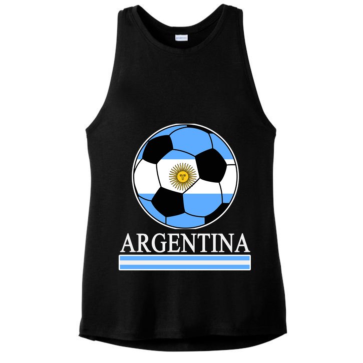 Argentina Soccer Country Flag Ball Ladies PosiCharge Tri-Blend Wicking Tank