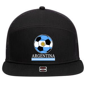 Argentina Soccer Country Flag Ball 7 Panel Mesh Trucker Snapback Hat