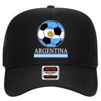 Argentina Soccer Country Flag Ball High Crown Mesh Back Trucker Hat