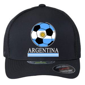 Argentina Soccer Country Flag Ball Flexfit Unipanel Trucker Cap