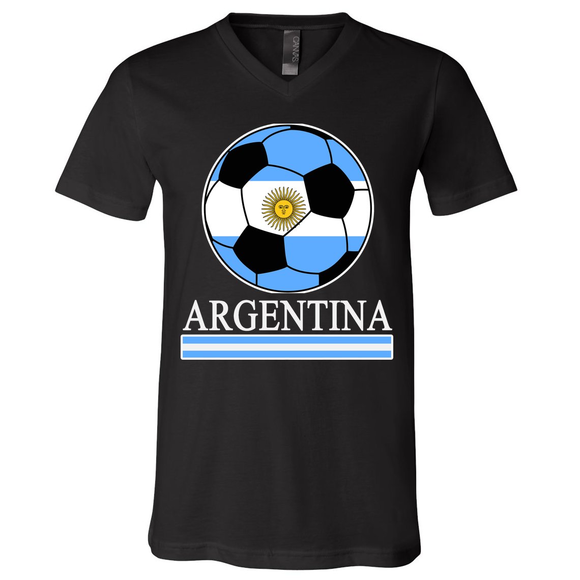 Argentina Soccer Country Flag Ball V-Neck T-Shirt
