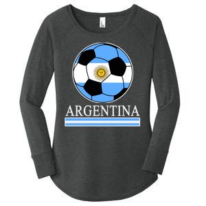 Argentina Soccer Country Flag Ball Women's Perfect Tri Tunic Long Sleeve Shirt