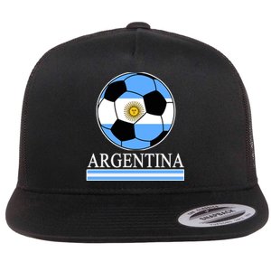 Argentina Soccer Country Flag Ball Flat Bill Trucker Hat