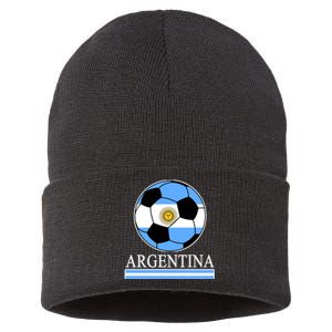 Argentina Soccer Country Flag Ball Sustainable Knit Beanie