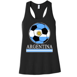 Argentina Soccer Country Flag Ball Women's Racerback Tank