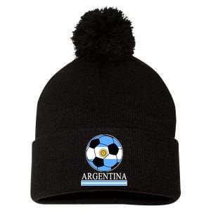 Argentina Soccer Country Flag Ball Pom Pom 12in Knit Beanie