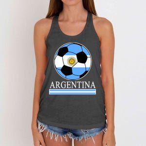 Argentina Soccer Country Flag Ball Women's Knotted Racerback Tank