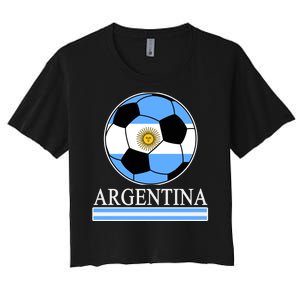 Argentina Soccer Country Flag Ball Women's Crop Top Tee