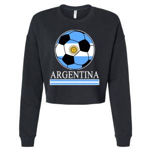 Argentina Soccer Country Flag Ball Cropped Pullover Crew