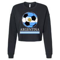 Argentina Soccer Country Flag Ball Cropped Pullover Crew