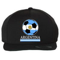 Argentina Soccer Country Flag Ball Wool Snapback Cap