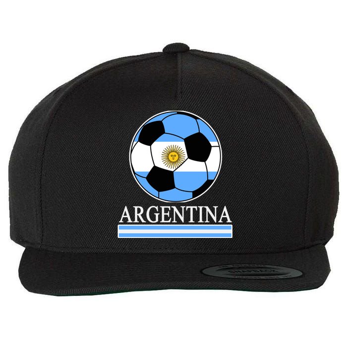 Argentina Soccer Country Flag Ball Wool Snapback Cap