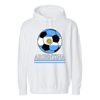 Argentina Soccer Country Flag Ball Garment-Dyed Fleece Hoodie