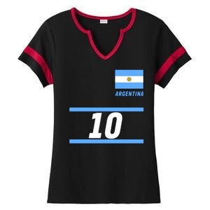 Argentina Soccer Jersey Number 10 Ladies Halftime Notch Neck Tee