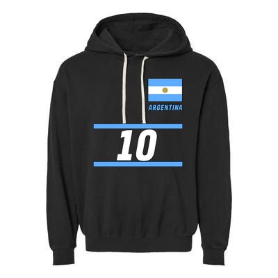 Argentina Soccer Jersey Number 10 Garment-Dyed Fleece Hoodie