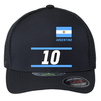 Argentina Soccer Jersey Number 10 Flexfit Unipanel Trucker Cap