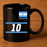 Argentina Soccer Jersey Number 10 11oz C Handle Ceramic Mug