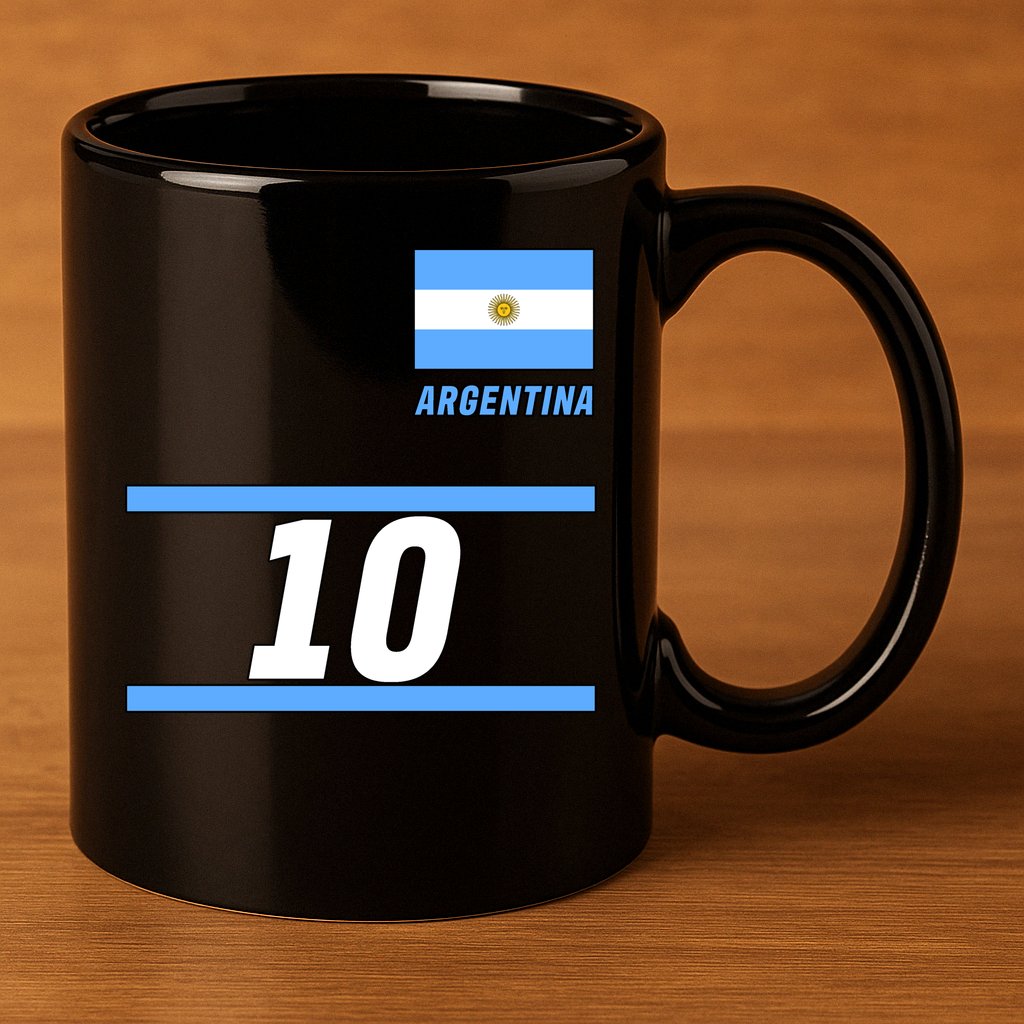 Argentina Soccer Jersey Number 10 11oz C Handle Ceramic Mug