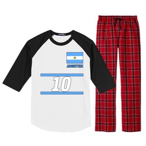 Argentina Soccer Jersey Number 10 Raglan Sleeve Pajama Set