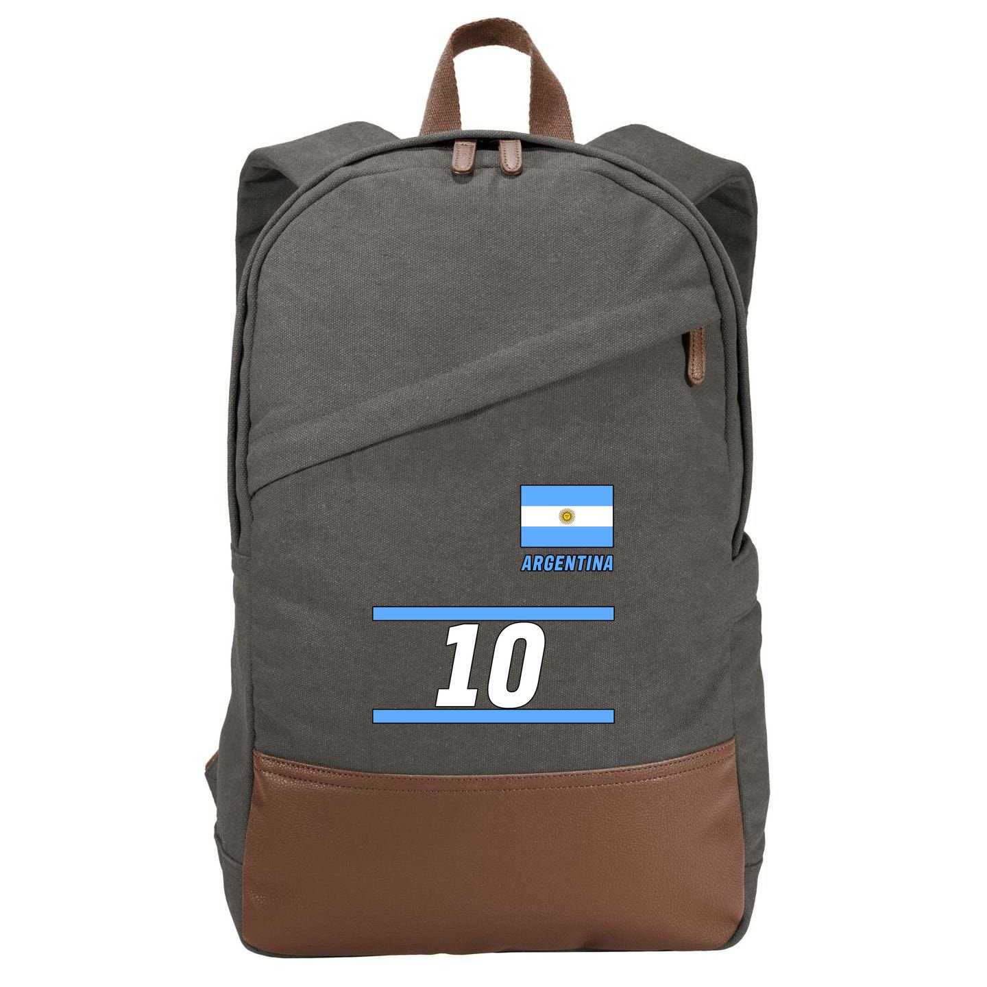 Argentina Soccer Jersey Number 10 Cotton Canvas Backpack