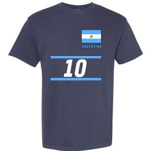 Argentina Soccer Jersey Number 10 Garment-Dyed Heavyweight T-Shirt