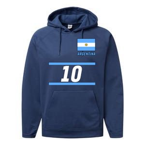 Argentina Soccer Jersey Number 10 Performance Fleece Hoodie