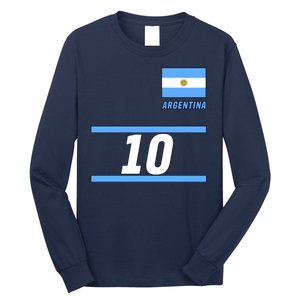 Argentina Soccer Jersey Number 10 Long Sleeve Shirt