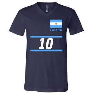 Argentina Soccer Jersey Number 10 V-Neck T-Shirt