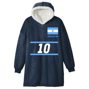 Argentina Soccer Jersey Number 10 Hooded Wearable Blanket