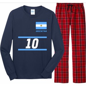 Argentina Soccer Jersey Number 10 Long Sleeve Pajama Set