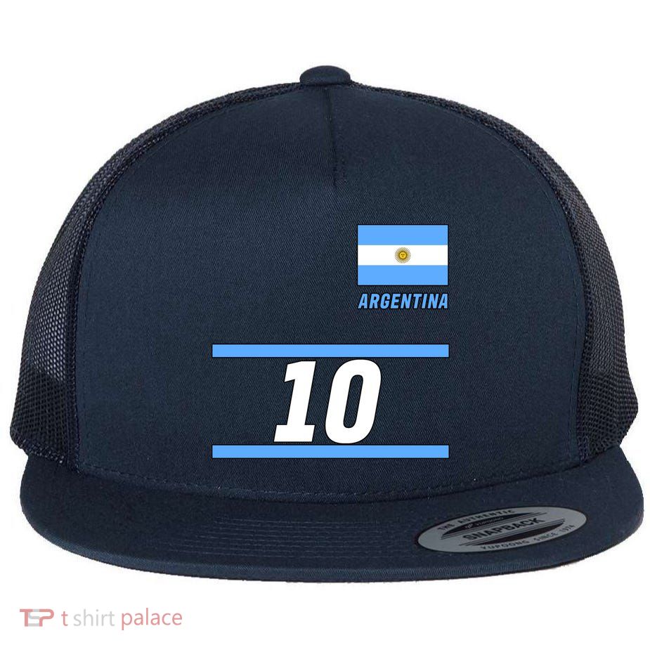 Argentina Soccer Jersey Number 10 Flat Bill Trucker Hat
