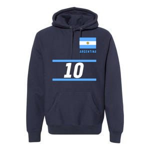 Argentina Soccer Jersey Number 10 Premium Hoodie