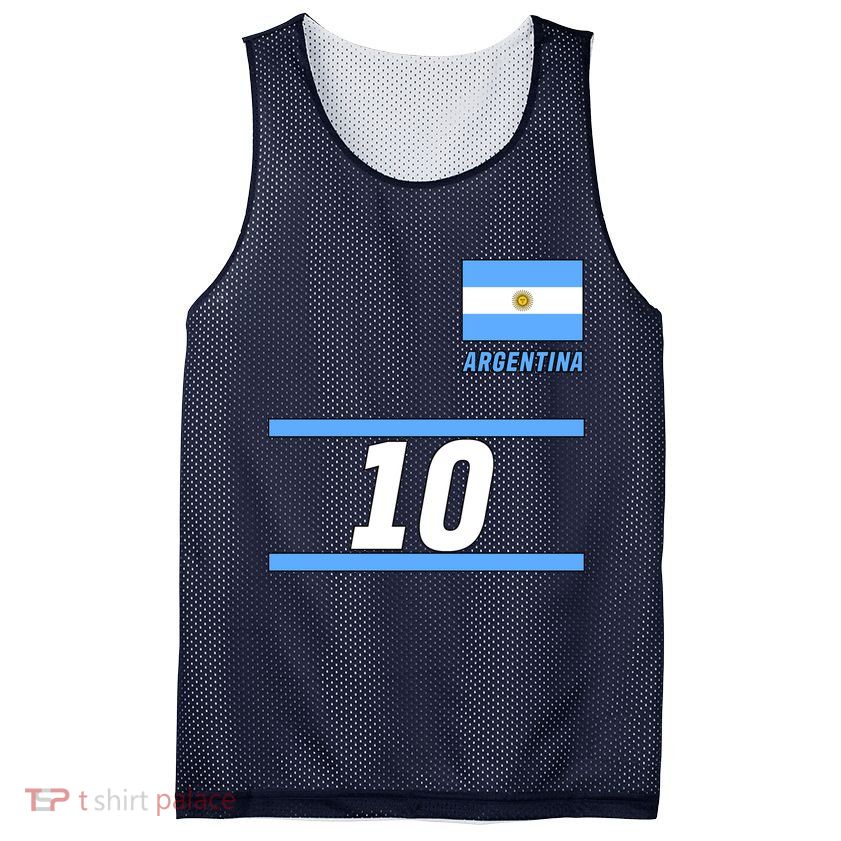 Argentina Soccer Jersey Number 10 Mesh Reversible Basketball Jersey Tank