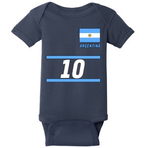 Argentina Soccer Jersey Number 10 Baby Bodysuit