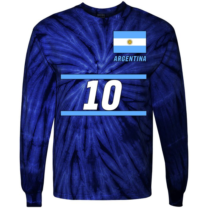 Argentina Soccer Jersey Number 10 Tie-Dye Long Sleeve Shirt