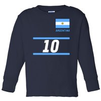 Argentina Soccer Jersey Number 10 Toddler Long Sleeve Shirt