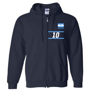 Argentina Soccer Jersey Number 10 Full Zip Hoodie