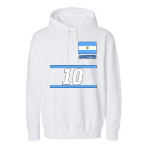 Argentina Soccer Jersey Number 10 Garment-Dyed Fleece Hoodie