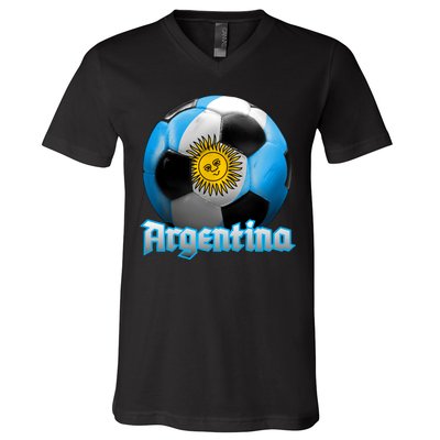 Argentina Soccer Logo V-Neck T-Shirt