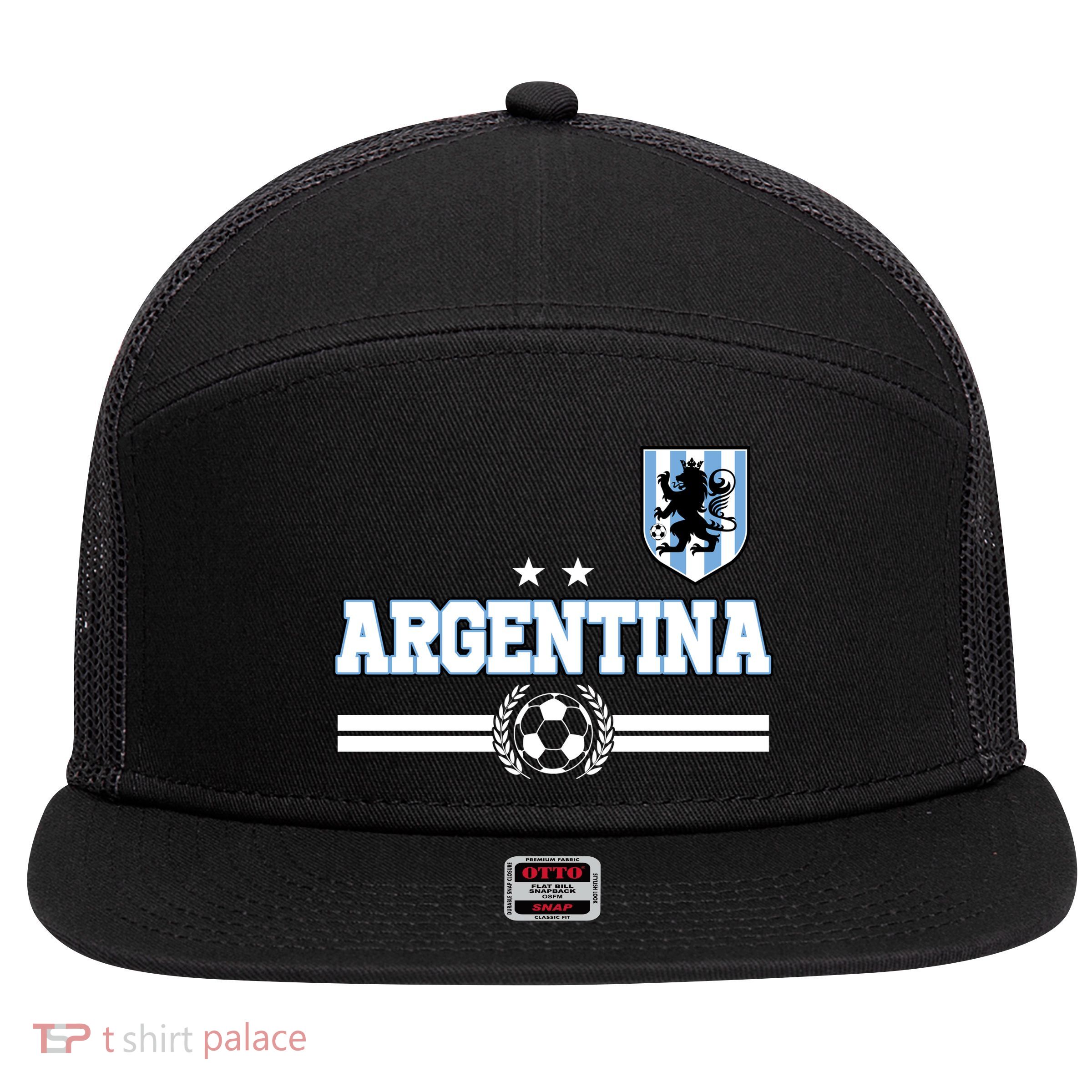 Argentina Soccer Team Fan Logo 7 Panel Mesh Trucker Snapback Hat