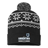 Argentina Soccer Team Fan Logo USA-Made Snowflake Beanie