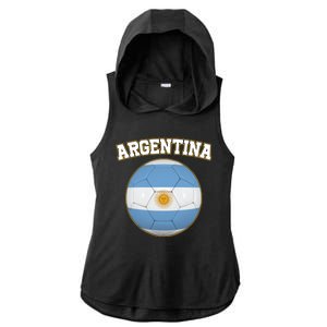 Argentina Team Flag Soccer Ball World Cup Ladies PosiCharge Tri-Blend Wicking Draft Hoodie Tank