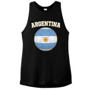 Argentina Team Flag Soccer Ball World Cup Ladies PosiCharge Tri-Blend Wicking Tank